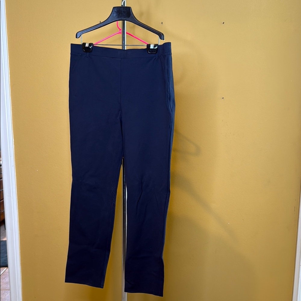 Quince Ultra-Stretch Ponte Straight Leg Pants Navy Blue